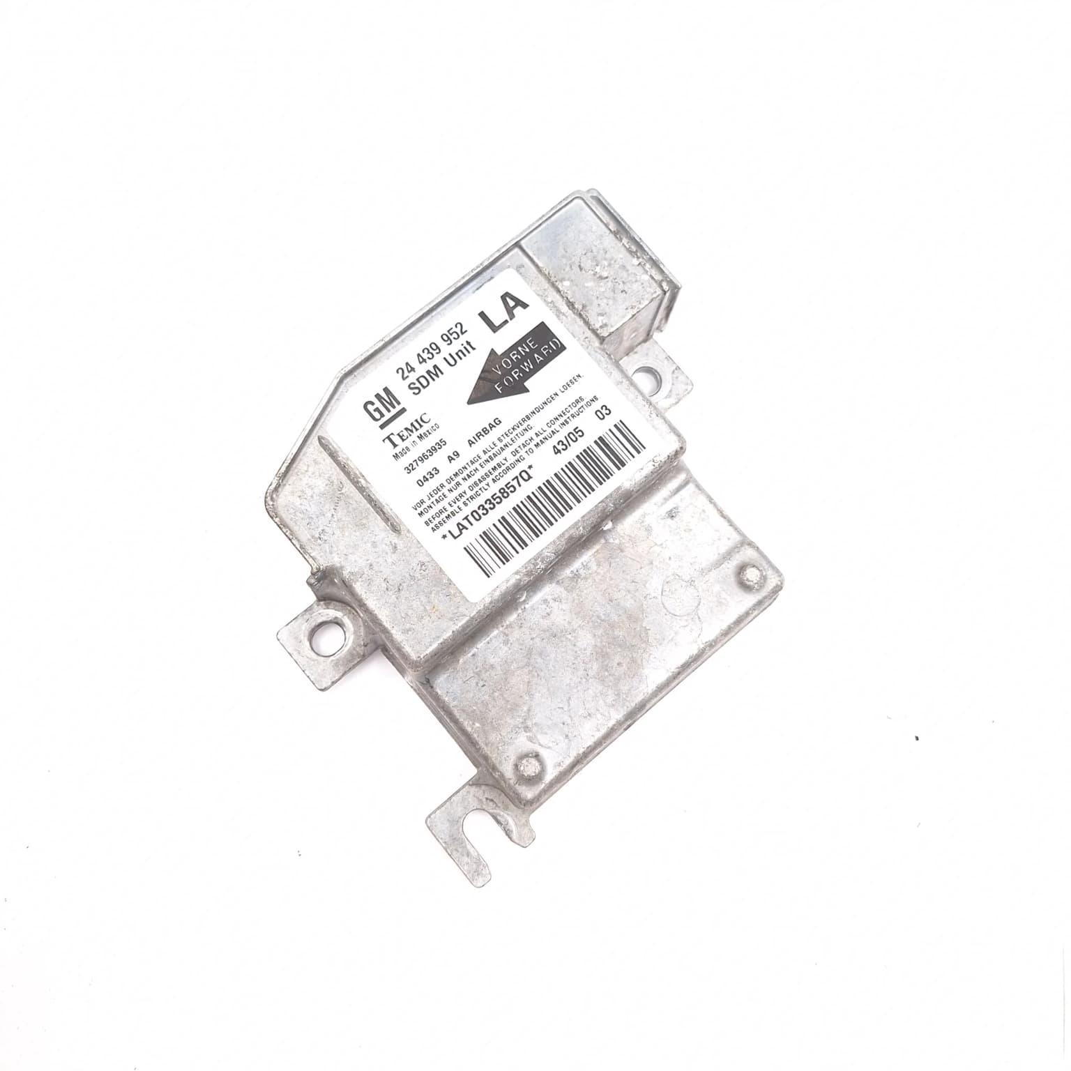 Airbag control module Opel CORSA C 2000–2006 1.2 Z 12 XEP 24439952 – 1