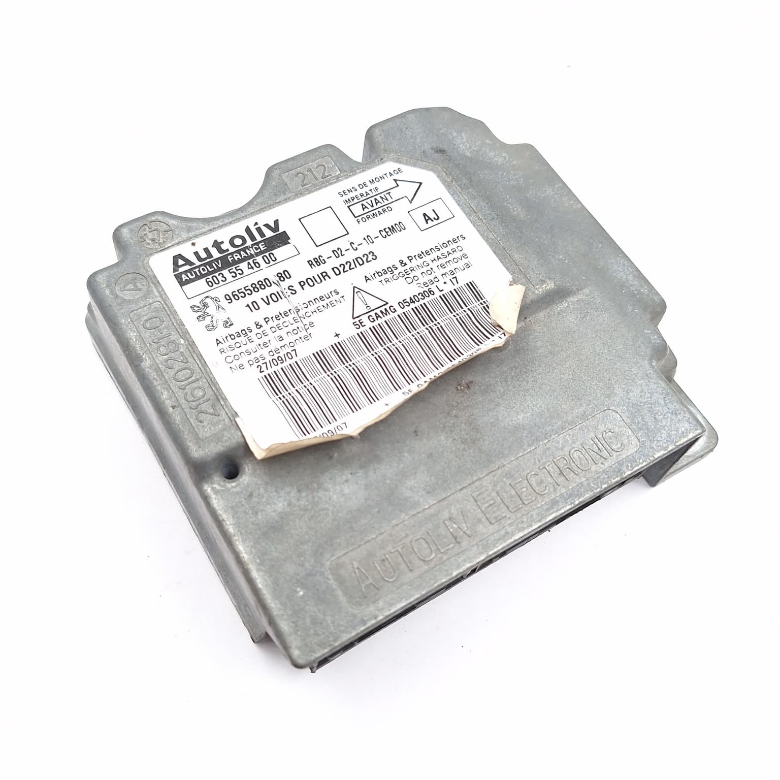 Airbag control module Peugeot 407 2004–2011 603554600 – 1