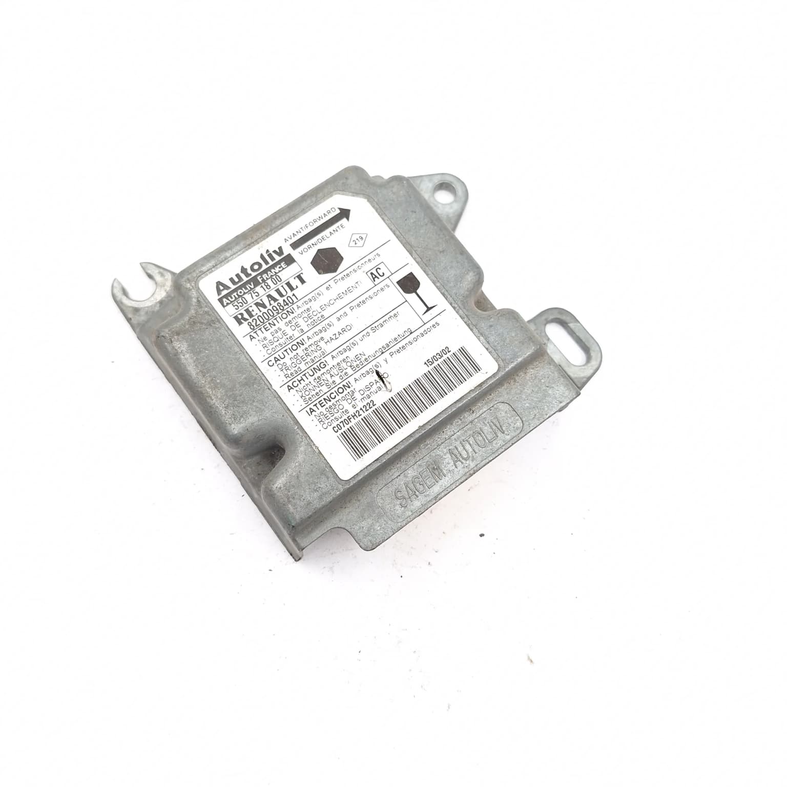 Calculateur d'airbag Renault KANGOO (KC) 1997–2007 550751800 – 1